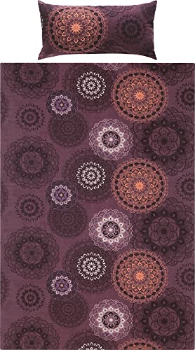 Erwin Müller Bettwäsche, Bettgarnitur, Kissenbezug Flanell Mandala - mollig warm, temperaturregulierend, mit praktischem Reißverschluss - aubergine Größe 135x200 cm | 40x80 cm von Erwin Müller