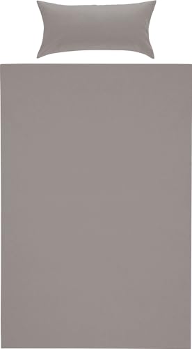 Erwin Müller Bettwäsche, Bettgarnitur Uni Nördlingen Silber Größe 40x80 cm / 135x220 cm - flauschig angeraute Oberfläche für kalte Nächte, temperaturregulierend, mit Reißverschluss von Erwin Müller
