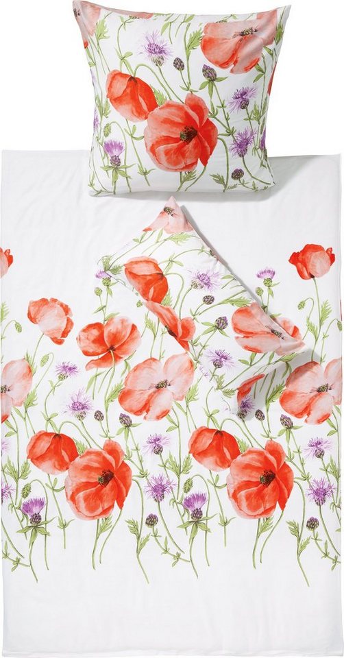Erwin Müller Bettwäsche Bettwäsche, Mako-Satin, 2 teilig, Blumen von Erwin Müller
