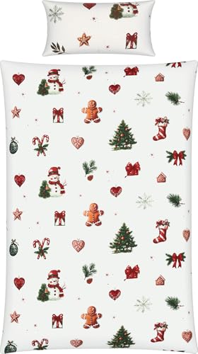 Erwin Müller Edelflanell Bettwäsche Lebkuchenmännchen, Tannenbaum, Schneemann, Weihnachten weiß Größe 40x80 cm / 155x220 cm - kuschelige Wärme, temperaturausgleichend, mit Reißverschluss Erwin Müller Edelflanell Bettwäsche Lebkuchenmännchen, Tannenbaum, Schneemann, Weihnachten weiß Größe 40x80 cm / 155x220 cm - kuschelige Wärme, temperaturausgleichend, mit Reißverschluss von Erwin Müller