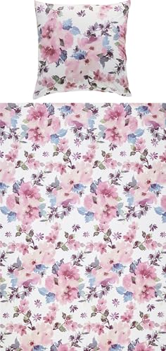 Erwin Müller Bettwäsche Feinbiber Mauve-weiß-grün-Petrol Größe 1x 155x220 cm + 1x 80x80 cm von Erwin Müller