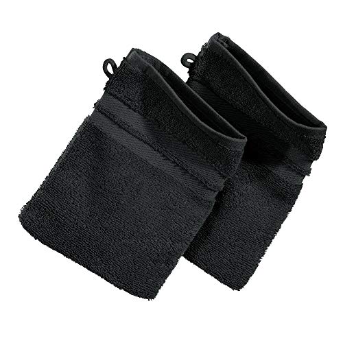 Erwin Müller Walk-Frottier Bio Waschhandschuh im 2er-Pack, Serie Tübingen anthrazit Größe 16x21 cm - eine Luxus-Qualität der absoluten Spitzenklasse, enorm saugstark, 100% Baumwolle von Erwin Müller