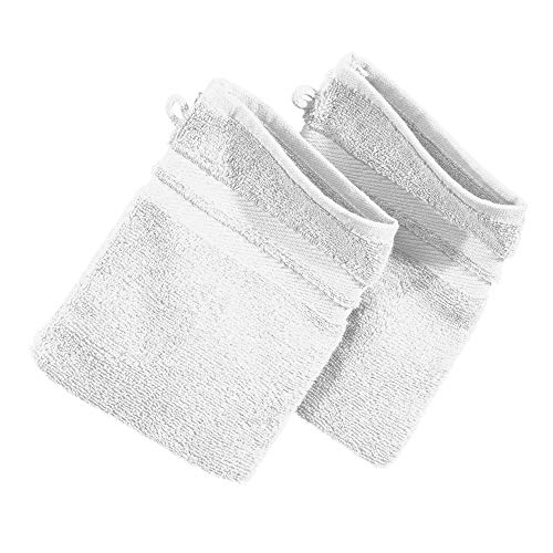 Erwin Müller Walk-Frottier Bio Waschhandschuh im 2er-Pack, Serie Tübingen weiß Größe 16x21 cm - eine Luxus-Qualität der absoluten Spitzenklasse, enorm saugstark, 100% Baumwolle von Erwin Müller