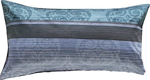 Erwin Müller Kissenbezug, Kissenhülle Mako-Satin Ornamente grau-blau Größe 40x80 cm - feinste Baumwolle, temperaturausgleichend, mit praktischem Reißverschluss von Erwin Müller