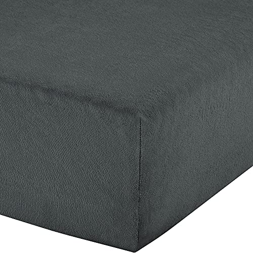 Erwin Müller Boxspring-Spannbettlaken Frottee-Stretch, Spannbetttuch für Boxspringbett Füssen - pflegeleicht, formstabil, mit Rundumgummi, sehr Gute Passform - anthrazit Größe 180x220 cm - 200x220 cm von Erwin Müller