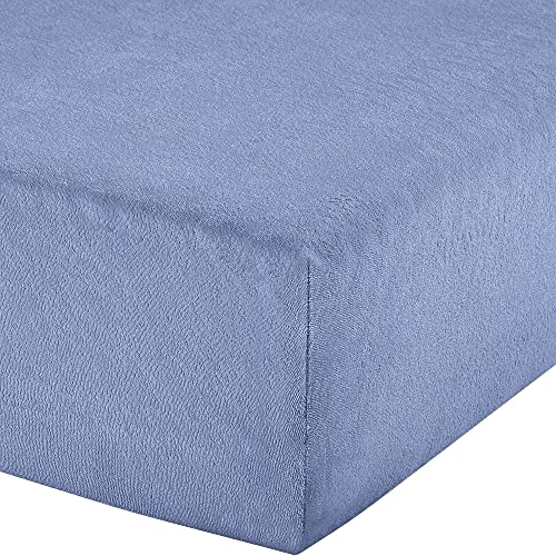 Erwin Müller Boxspring-Spannbettlaken Frottee-Stretch, Spannbetttuch für Boxspringbett Füssen - pflegeleicht, formstabil, mit Rundumgummi, sehr Gute Passform - blau Größe 180x220 cm - 200x220 cm von Erwin Müller