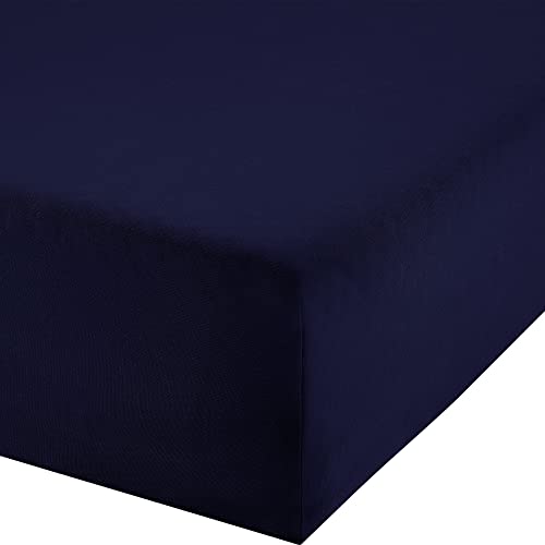 Erwin Müller Boxspringbett-Spannbettlaken Freising Elasthan-Jersey-Stretch Marine Größe 90x190-100x220 cm- dehnbar, antipilling, bügelfrei, Rundumgummi (weitere Farben,Größen) von Erwin Müller