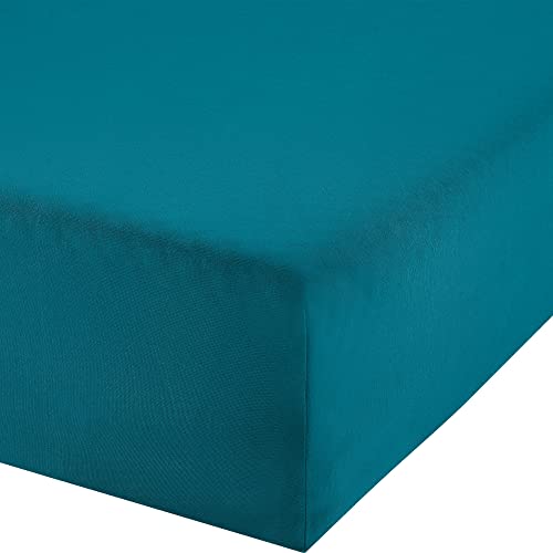 Erwin Müller Boxspringbett-Spannbettlaken Freising Elasthan-Jersey-Stretch - Petrol Größe 180x200 cm - 200x220 cm - dehnbar, antipilling, bügelfrei, Rundumgummi von Erwin Müller