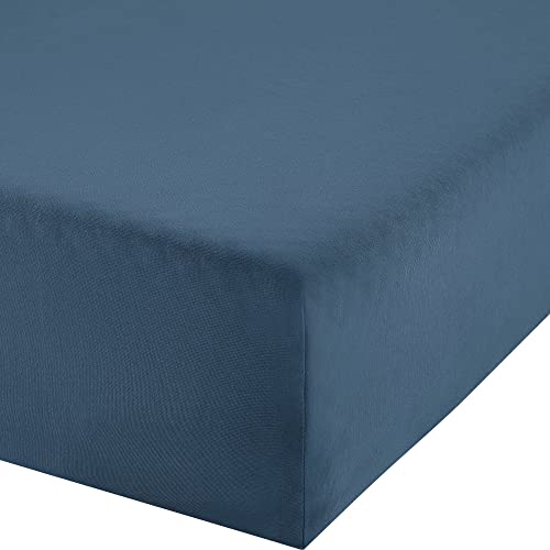 Erwin Müller Boxspringbett-Spannbettlaken Freising Elasthan-Jersey-Stretch - Rauchblau Größe 140x200 cm - 160x220 cm - dehnbar, antipilling, bügelfrei, Rundumgummi von Erwin Müller