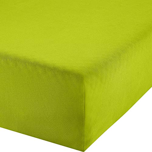 Erwin Müller Boxspringbett-Spannbettlaken Freising Elasthan-Jersey-Stretch apfelgrün Größe 90x190-100x220 cm- dehnbar, antipilling, bügelfrei, Rundumgummi (weitere Farben,Größen) von Erwin Müller