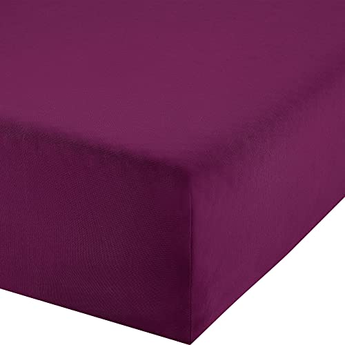 Erwin Müller Boxspringbett-Spannbettlaken Freising Elasthan-Jersey-Stretch - aubergine Größe 120x200 cm - 130x220 cm - dehnbar, antipilling, bügelfrei, Rundumgummi von Erwin Müller