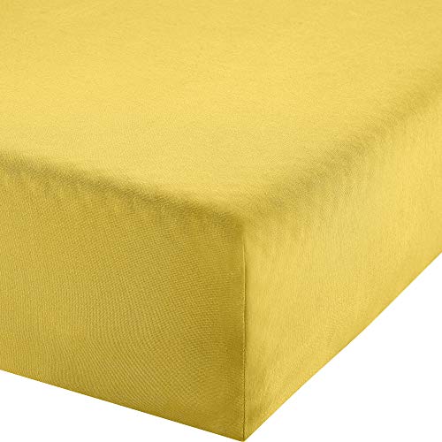 Erwin Müller Boxspringbett-Spannbettlaken Freising Elasthan-Jersey-Stretch gelb Größe 90x190-100x220 cm- dehnbar, antipilling, bügelfrei, Rundumgummi (weitere Farben,Größen) von Erwin Müller