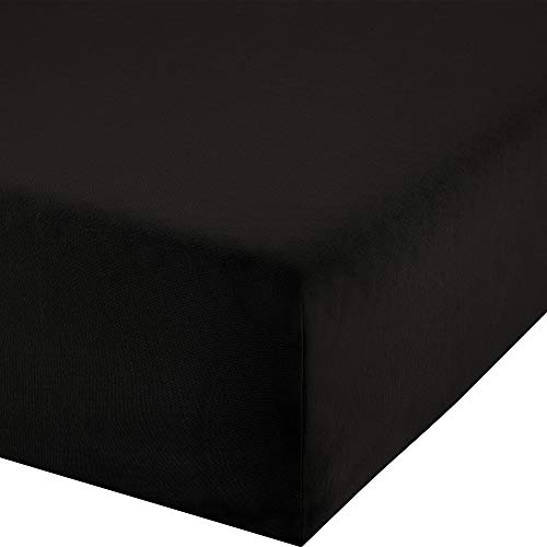 Erwin Müller Boxspringbett-Spannbettlaken Freising Elasthan-Jersey-Stretch - schwarz Größe 90x190 cm - 100x220 cm - dehnbar, antipilling, bügelfrei, Rundumgummi von Erwin Müller