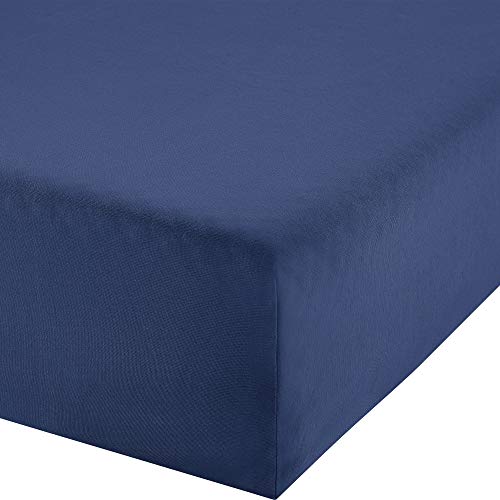 Erwin Müller Boxspringbett-Spannbettlaken Freising Elasthan-Jersey-Stretch - dunkelblau Größe 120x200 cm - 130x220 cm - dehnbar, antipilling, bügelfrei, Rundumgummi von Erwin Müller