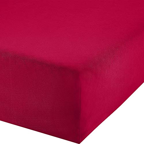 Erwin Müller Boxspringbett-Spannbettlaken Freising Elasthan-Jersey-Stretch rot Größe 180x200-200x220 cm- dehnbar, antipilling, bügelfrei, Rundumgummi (weitere Farben,Größen) von Erwin Müller