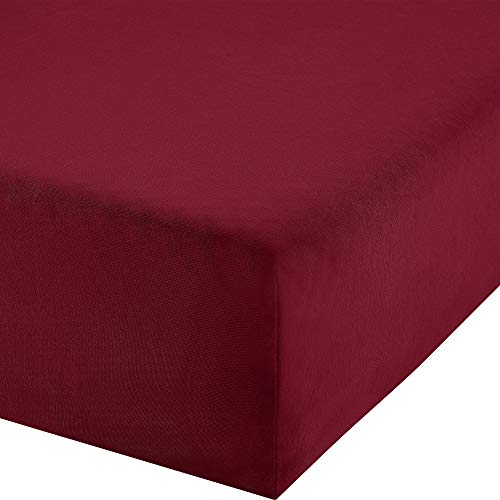 Erwin Müller Boxspringbett-Spannbettlaken Freising Elasthan-Jersey-Stretch weinrot Größe 140x200-160x220 cm- dehnbar, antipilling, bügelfrei, Rundumgummi (weitere Farben,Größen) von Erwin Müller