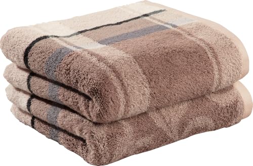 Erwin Müller Duschtuch-Set 2er-Pack braun Größe 70x140 cm - Ludwigsburg - 100% Baumwolle - kuschelweich, saugstark, voluminös - praktisch durch beidseitige Schlaufen (weitere Farben) von Erwin Müller