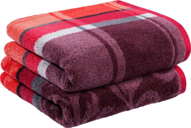 Erwin Müller Duschtuch Duschtuch "Ludwigsburg" 2er-Pack, Jacquard, Walk-Frottier Karo von Erwin Müller