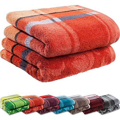 Erwin Müller Duschtuch-Set 2er-Pack Terra Größe 70x140 cm - Ludwigsburg - 100% Baumwolle - kuschelweich, saugstark, voluminös - praktisch durch beidseitige Schlaufen (weitere Farben) von Erwin Müller