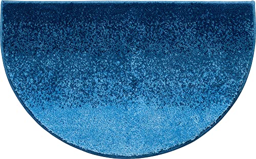 Erwin Müller Duschvorlage, Duschmatte, Duschvorleger halbrund Katerini Uni blau Größe 50x80 cm - herrlich weich und flauschig, rutschhemmend, für Fußbodenheizung geeignet von Erwin Müller