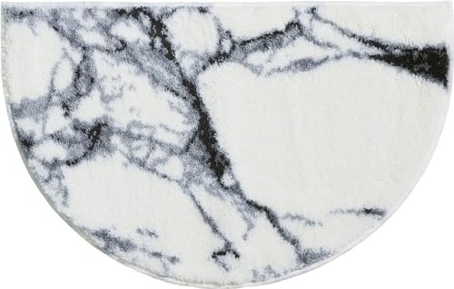 Erwin Müller Duschvorlage, Duschmatte, Duschvorleger rutschhemmend Marmor weiß Größe 50x80 cm - sehr saugfähig, schnelltrocknend, für Fußbodenheizung geeignet von Erwin Müller