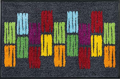Erwin Müller Fußmatte, Schmutzfangmatte, Sauberlaufmatte Grafik bunt Größe 60x85 cm - langlebig, pflegeleicht, rutschfest, für Fußbodenheizung geeignet von Erwin Müller