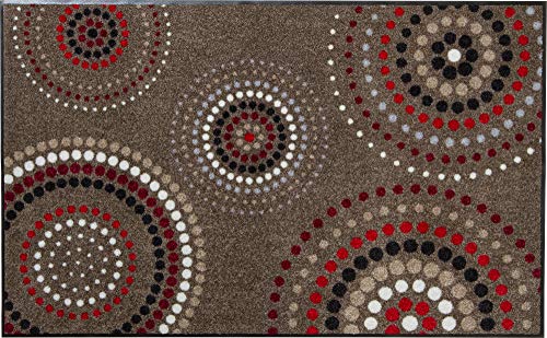 Erwin Müller Fußmatte Ludwigshafen, Schmutzfangmatte, Sauberlaufmatte Kreise braun/rot Größe 60x85 cm - rutschfest, pflegeleicht, für Fußbodenheizung geeignet (weitere Farben, Größen) von Erwin Müller