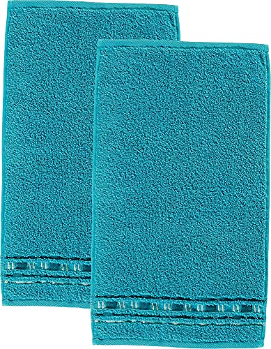 Erwin Müller Gästetuch 2er-Pack - Achern türkis Größe 30x50 cm - 500g/m² - schnell trocknend, extra saugstark, beidseitige Schlaufen von Erwin Müller