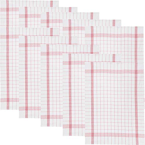 Erwin Müller Geschirrtuch, Küchentuch Halbleinen karo 10er-Pack - fusselfrei, strapazierfähig, mit Schlaufe zum Aufhängen - rot Größe 50x70 cm von Erwin Müller