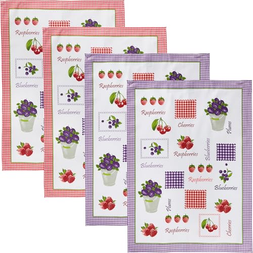 Erwin Müller Geschirrtuch 4er-Pack Baumwolle Obst Größe 50x70 cm von Erwin Müller