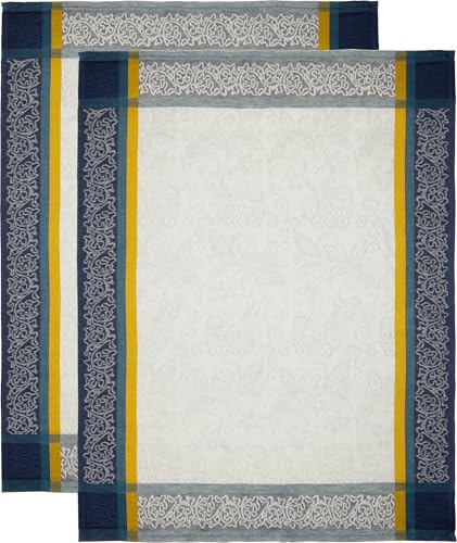 Erwin Müller Geschirrtuch "Blumen" 2er-Pack Halbleinen blau Größe 50x70 cm von Erwin Müller