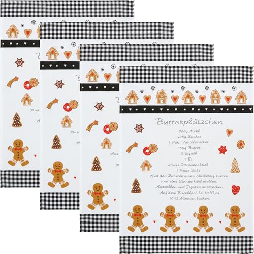 Erwin Müller Geschirrtuch "Butterplätzchen" 4er-Pack Baumwolle schwarz-braun Größe 50x70 cm - strapazierfähig, saugstark, weihnachtliches Motiv Erwin Müller Geschirrtuch "Butterplätzchen" 4er-Pack Baumwolle schwarz-braun Größe 50x70 cm - strapazierfähig, saugstark, weihnachtliches Motiv von Erwin Müller