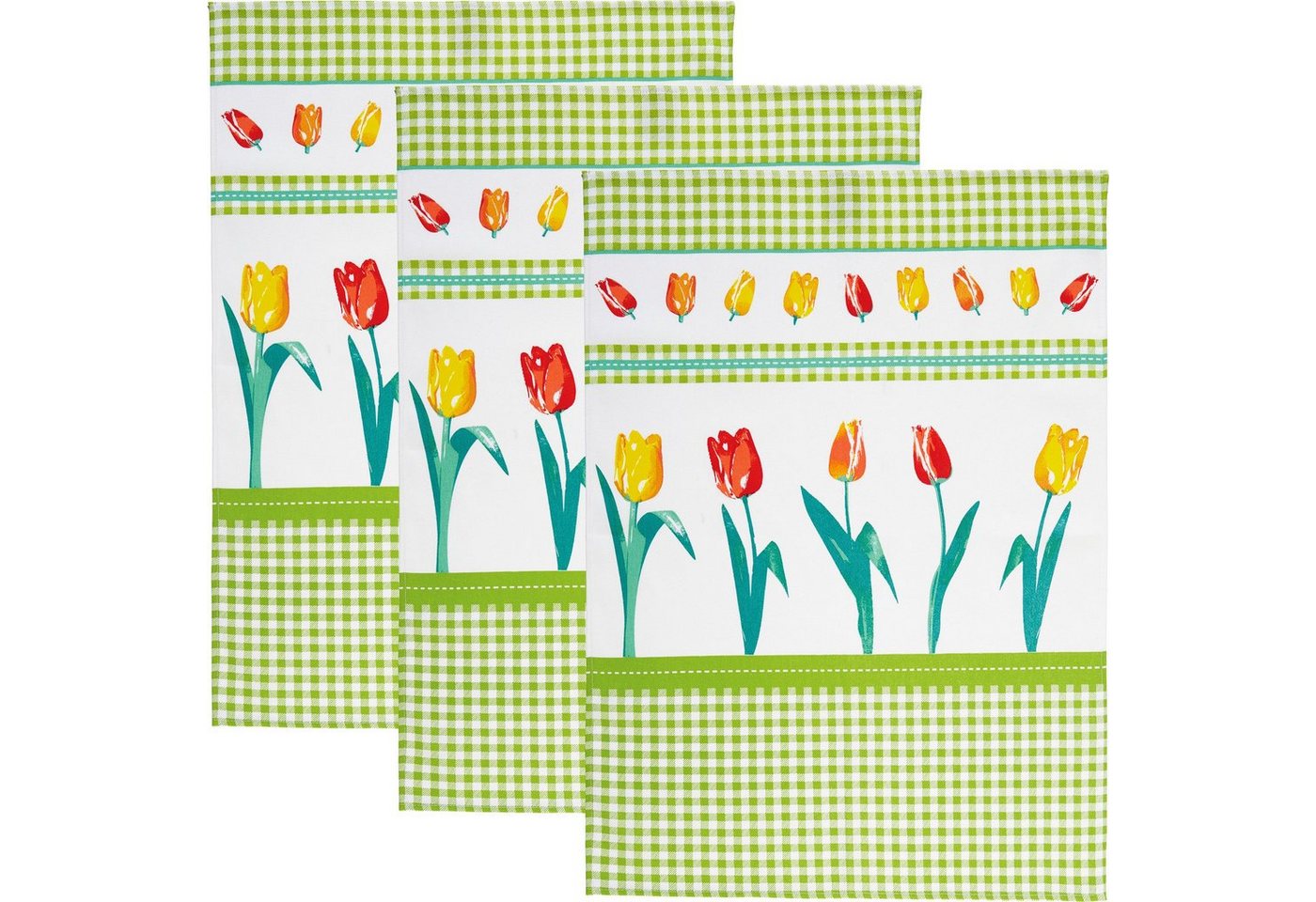 Erwin Müller Geschirrtuch Geschirrtuch 3er-Pack, (3-tlg), Baumwolle Blumen von Erwin Müller