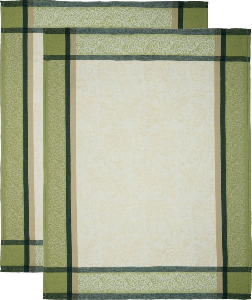 Erwin Müller Geschirrtuch Geschirrtuch "Blumen" 2er-Pack, Halbleinen Blumen von Erwin Müller