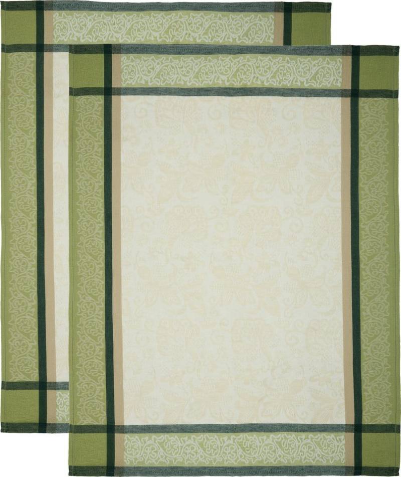 Erwin Müller Geschirrtuch Geschirrtuch "Blumen" 2er-Pack, Halbleinen Blumen von Erwin Müller