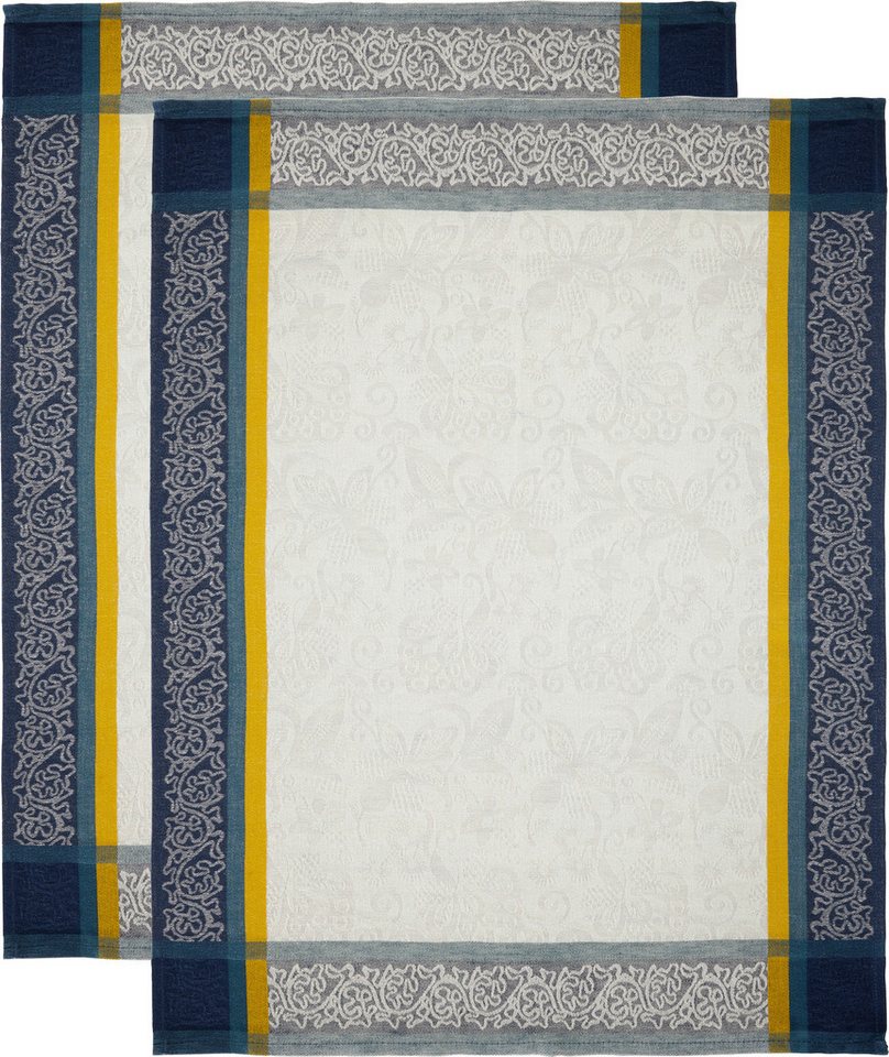 Erwin Müller Geschirrtuch Geschirrtuch "Blumen" 2er-Pack, Halbleinen Blumen von Erwin Müller