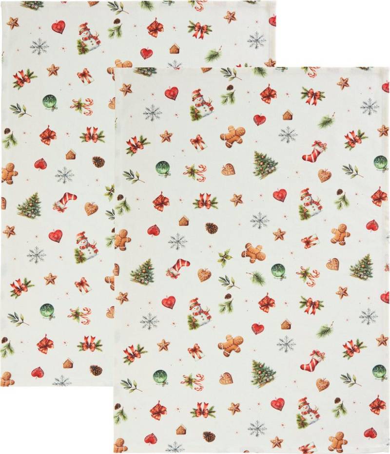 Erwin Müller Geschirrtuch Geschirrtuch "Noel" 2er-Pack, Baumwolle Motiv von Erwin Müller