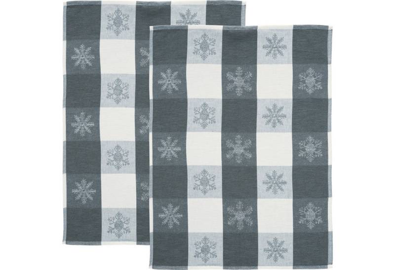 Erwin Müller Geschirrtuch Geschirrtuch "Schneeflocken" im 2er-Pack, Halbleinen Motiv von Erwin Müller