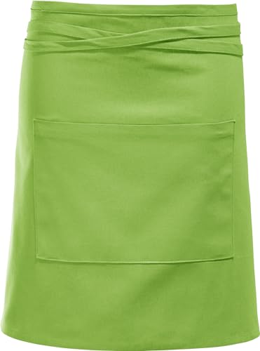Erwin Müller Halbschürze, Koch-Schürze halb, Küchenschürze Uni 100% Baumwolle apfelgrün Größe 50x80 cm - mit großer Aufsatztasche und Bindeband, strapazierstark und beständig von Erwin Müller