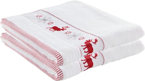 Erwin Müller Handtuch 2er-Pack Walk-Frottier weiß/rot Größe 50x100 cm Erwin Müller Handtuch 2er-Pack Walk-Frottier weiß/rot Größe 50x100 cm von Erwin Müller