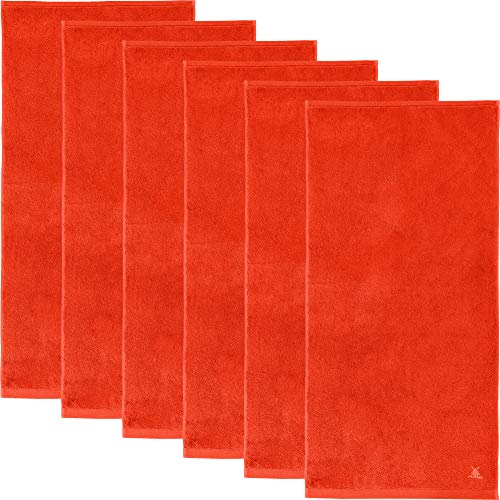 Erwin Müller Handtuch 6er-Pack, Serie Heidenheim, 100% Baumwolle -orange Größe 50x100 cm - schnell trocknend und extra saugstark, praktisch durch beidseitige Schlaufen von Erwin Müller