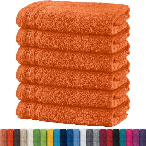 Erwin Müller Handtuch 6er-Pack Heidelberg 100% Baumwolle orange Größe 50x80 cm - saugstark, gut trocknend, kompakt, leichte Qualität - ideal für Sport, Strand, Reisen (weitere Farben) von Erwin Müller