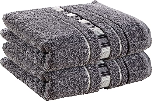 Erwin Müller Handtuch-Set 2er-Pack Achern grau/Natur Größe 50x100 cm - #500g/m² - schnell trocknend, extra saugstark, beidseitige Schlaufen von Erwin Müller