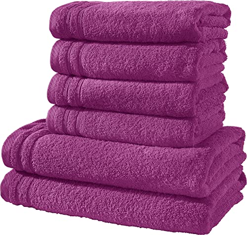 Erwin Müller Handtuchset, Frottierset Heidelberg 6-TLG. 100% Baumwolle Fuchsia - leichte Qualität, saugstark, schnelltrocknend, kompakt - ideal für Sport, Strand, Reisen von Erwin Müller