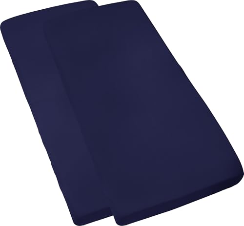 Erwin Müller Kinder-Spannbettlaken Murnau 2er-Pack Single-Jersey - dunkelblau Größe 60x120 cm - 70x140 cm - hautfreundlich, atmungsaktiv, bügelfrei, strapazierstark von Erwin Müller