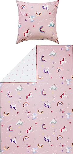 Erwin Müller Kinder-Wendebettwäsche Feinbiber rosa Größe 1x 135x200 cm + 1x 80x80 cm von Erwin Müller