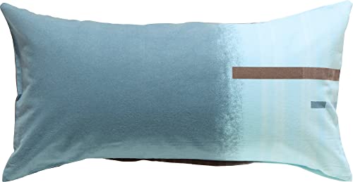 Erwin Müller Kissenbezug, Kissenhülle Flanell blau-braun Größe 40x80 cm - flauschig warm, temparaturausgleichend, pflegeleicht, mit praktischem Reißverschluss (weitere Größen) von Erwin Müller