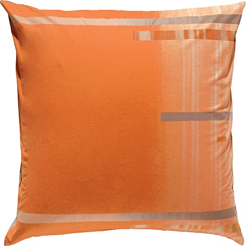 Erwin Müller Kissenbezug, Kissenhülle Flanell orange-Taupe Größe 80x80 cm - flauschig warm, temparaturausgleichend, pflegeleicht, mit praktischem Reißverschluss (weitere Größen) von Erwin Müller