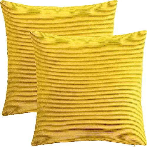 Erwin Müller Kissenhülle Glasgow 2er-Pack Cord Curry Größe 40x40 cm von Erwin Müller