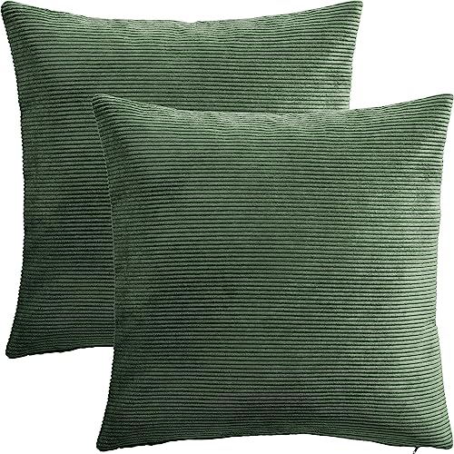 Erwin Müller Kissenhülle Glasgow 2er-Pack Cord Oliv Größe 40x40 cm von Erwin Müller